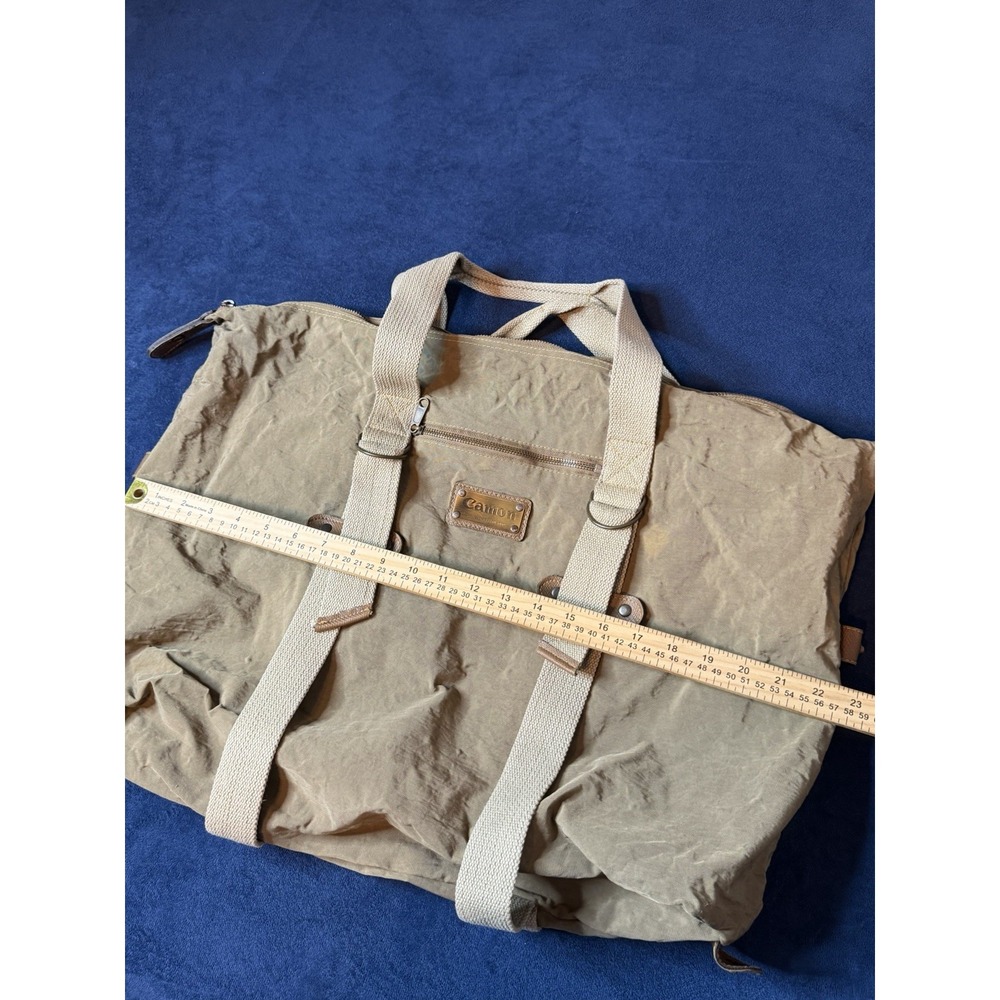 Vtg Canon Company Production Canvas Duffel Bag Olive Medium Weekender